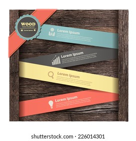 Business steps to success charts and graphs options banner on wood background, Vector illustration modern design template