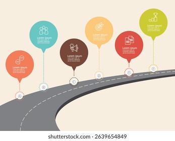 business steps timeline infographics element for background, presentation, report vector illustration