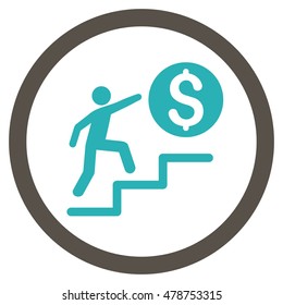 Business Steps vector bicolor rounded icon. Image style is a flat icon symbol inside a circle, grey and cyan colors, white background.