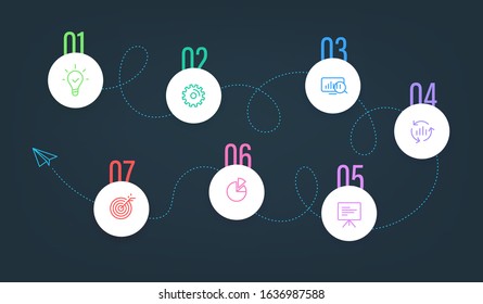 Business steps vector template with color icons. Analitics