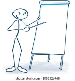 Business stick figure with white flip chart