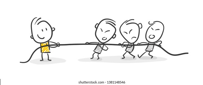 Business Stick Figures DoingTug Of War Vector