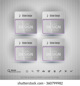 Business stickers on the gray background. Vector design elements for infographics and web presentations.