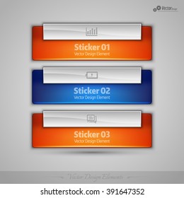 Business stickers on gray background for infographics, webdesigns, apps. Vector editable design elements.