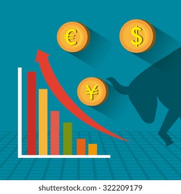 Business stock exchange design over blue background, vector illustration