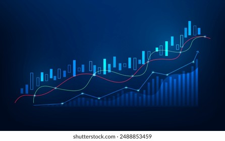 business stock market investment graph growth technology background. chart economy forex finance increase rise. vector illustration fantastic hi-tech design.