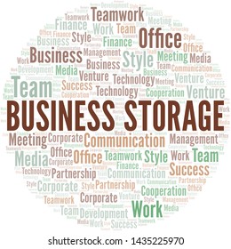 Business Storage word cloud. Collage made with text only.