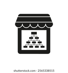 Business store icon. Data hierarchy vector. Shop analytics symbol. Commerce outline.