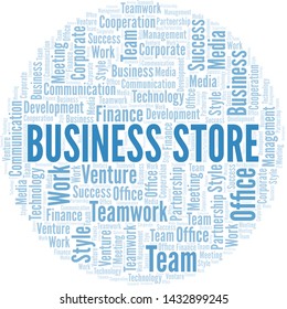 Business Store word cloud. Collage made with text only.