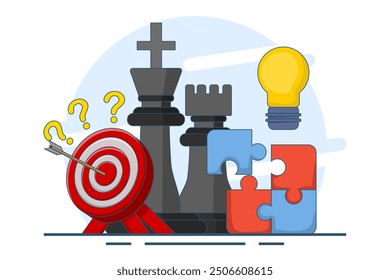 Business strategic planning concept, chess piece strategy, plan to overcome difficulties to achieve goals or objectives, business success, business planning tactics chart to achieve success.