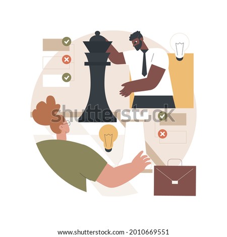 Business strategy abstract concept vector illustration. Business goals and plan, company achievement, market competitive position, decision making, performance efficient planning abstract metaphor.