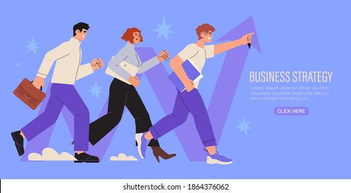 Business strategy, analysis, growth, success, leadership concept. Successful businessman, businesswoman, team, partners walking together. Start up, company employees working together, teambuilding. 