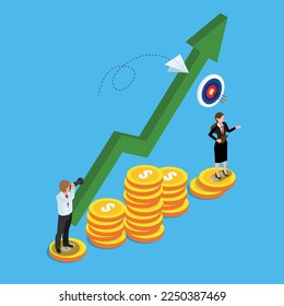 Business strategy and analytics 3d isometric vector illustration concept for banner, website, landing page, ads, flyer template