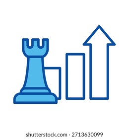 Estratégia Comercial Em Estilo Azul, Ilustração De Vetor