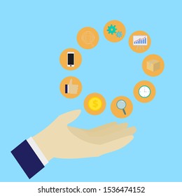 Business strategy chart illustrate on pastel background