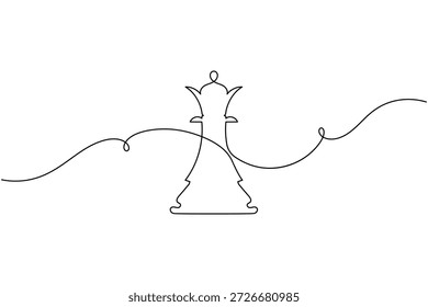 Business-Strategie Schach-Symbol durchgehende einzeilige Zeichnung auf weißem Hintergrund minimalistische strategische Führer oder Top-Manager-Königin-Symbol Umriss Vektorgrafik