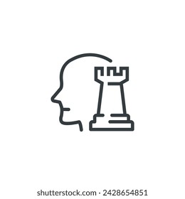 Business strategy chess icon, vector illustration