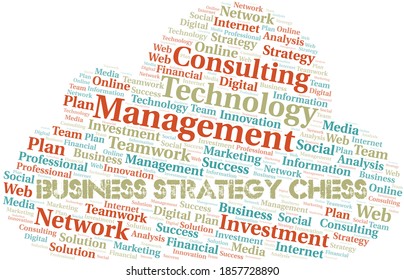 Business Strategy Chess word cloud create with text only.