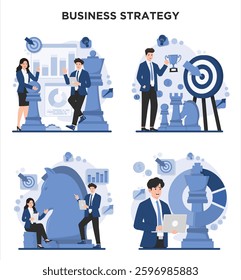 Business strategy concept achieve goal effective business planning innovation and precise execution