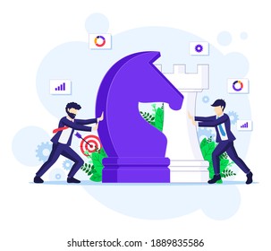 Business Strategy Concept Businessmen Moving Giant Stock Vector ...