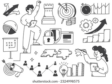 business strategy concept hand drawn doodles design element