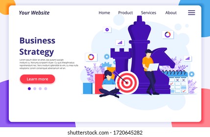 Business strategy concept, People are planning a business strategy concept. team metaphor, Target achievement. Modern flat web page design for website and mobile development. Vector illustration