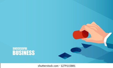 Business strategy concept. Vector of a businessman hand making a correct choice strategic move