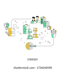 Concepto de estrategia empresarial. Ilustración vectorial para sitio web, aplicación, banner, etc.