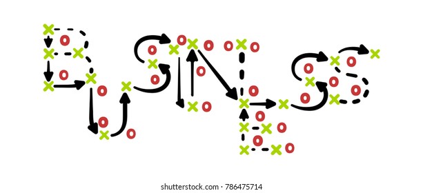Business strategy concept vector with red and green marks on white tactic board