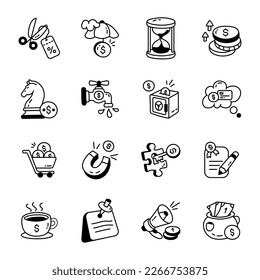 Business Strategy Doodles Icon Pack

