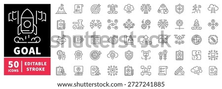 Business and strategy editable line icons set. linear, goal and achievement visuals