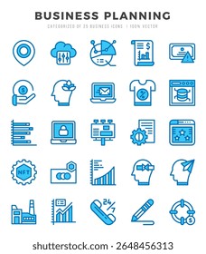 Business Strategy elements. Two Color web icon set. Simple vector illustration.