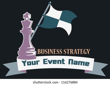 Business strategy event template with chess and flag