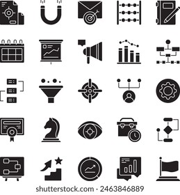 Business strategy fill icon set vector illustration stock