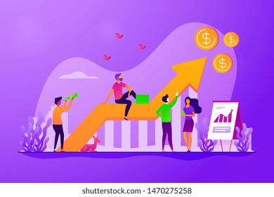 Business Strategy, Financial Analytics. Profit Increasing. Sales Growth, Sales Manager, Accounting, Sales Promotion And Operations Concept. Vector Isolated Concept Creative Illustration