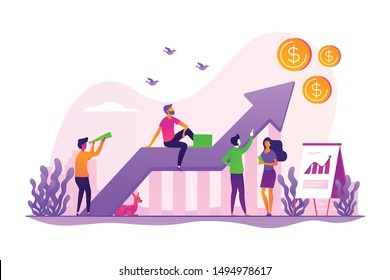 Business strategy, financial analytics. Profit increasing. Sales growth, sales manager, accounting, sales promotion and operations concept. Vector isolated concept creative illustration