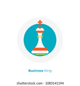 Business strategy flat art icon, investment tactics vector art, cartoon king of sales illustration