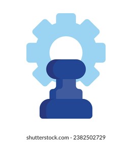 Business strategy in flat icon. Chess, rook, gear, cogwheel, planning