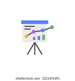 icono plano de estrategia de negocio diseñado en estilo plano decorado con icono de presentación en tema de negocios