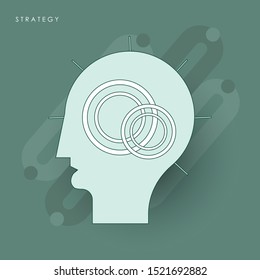 Business strategy flat style design.  Concept of line icon with green theme