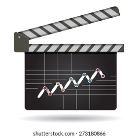 Business strategy, flow of success, illustration with film clap