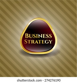 Business strategy gold shiny badge