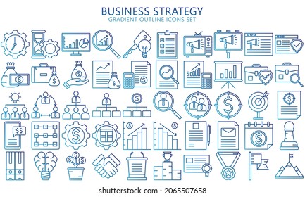 Business Strategy gradient Line Icons set. Contains such Icons as Target Audience, Research, Plan, Scheme and more, Used for web, UI or UX kit and applications, EPS 10 ready convert to SVG svg
