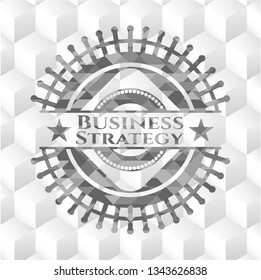 Business Strategy grey badge with geometric cube white background