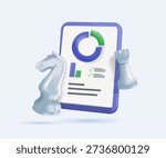 Business Strategy Icon 3D vector illustration. Business strategy and leadership assignment concept of team player or business team and leadership strategy or strategic planning and human resources
