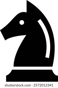 Business strategy icon. chess knight black design. in trendy style. Vector illustration