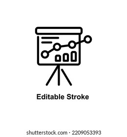 business strategy icon designed in outline style decorated with presentation icon in business icon theme