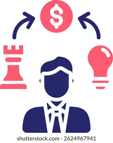 Ilustración vectorial de relleno de iconos de estrategia empresarial