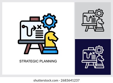 Business Strategy icon Multi Style Vector Illustration