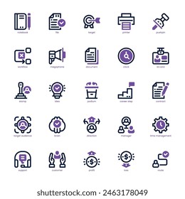 Paquete de iconos de estrategia empresarial para su Sitio web, móvil, presentación y diseño de logotipo. Icono de estrategia de negocios diseño de tono dual. Ilustración gráfica de Vector y trazo editable.